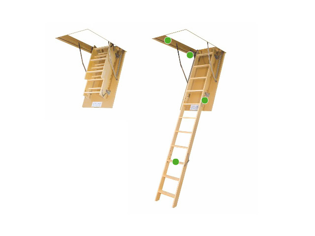Складная деревянная чердачная лестница LWS Smart изготовлена из сосны. Продажа лестниц в Краснодаре