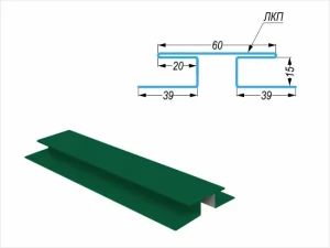 Планка стыковочная сложная Корабельная доска и Евробрус 6002 зеленый лист